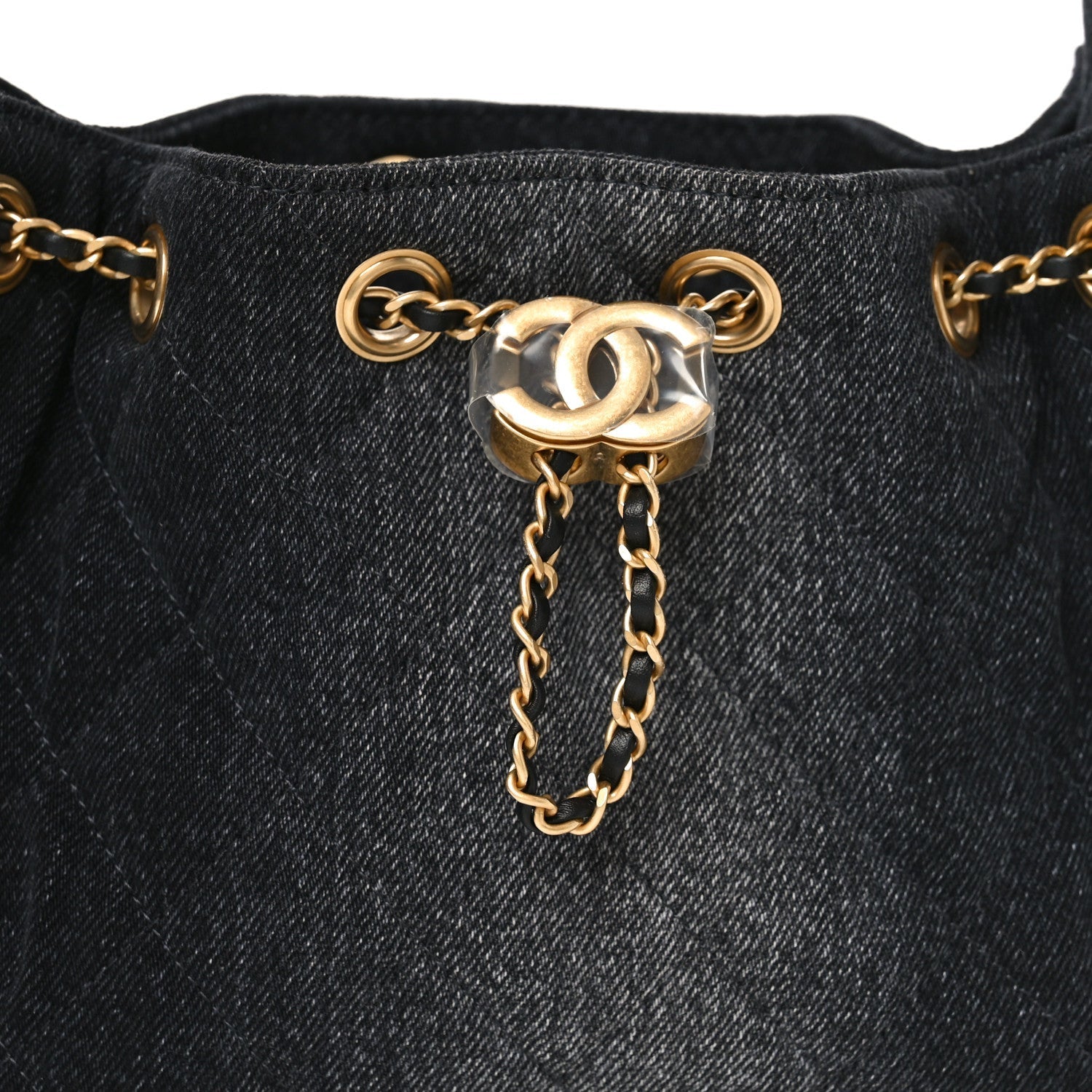 Washed Denim Quilted Mini Chanel 25 Handbag Black
