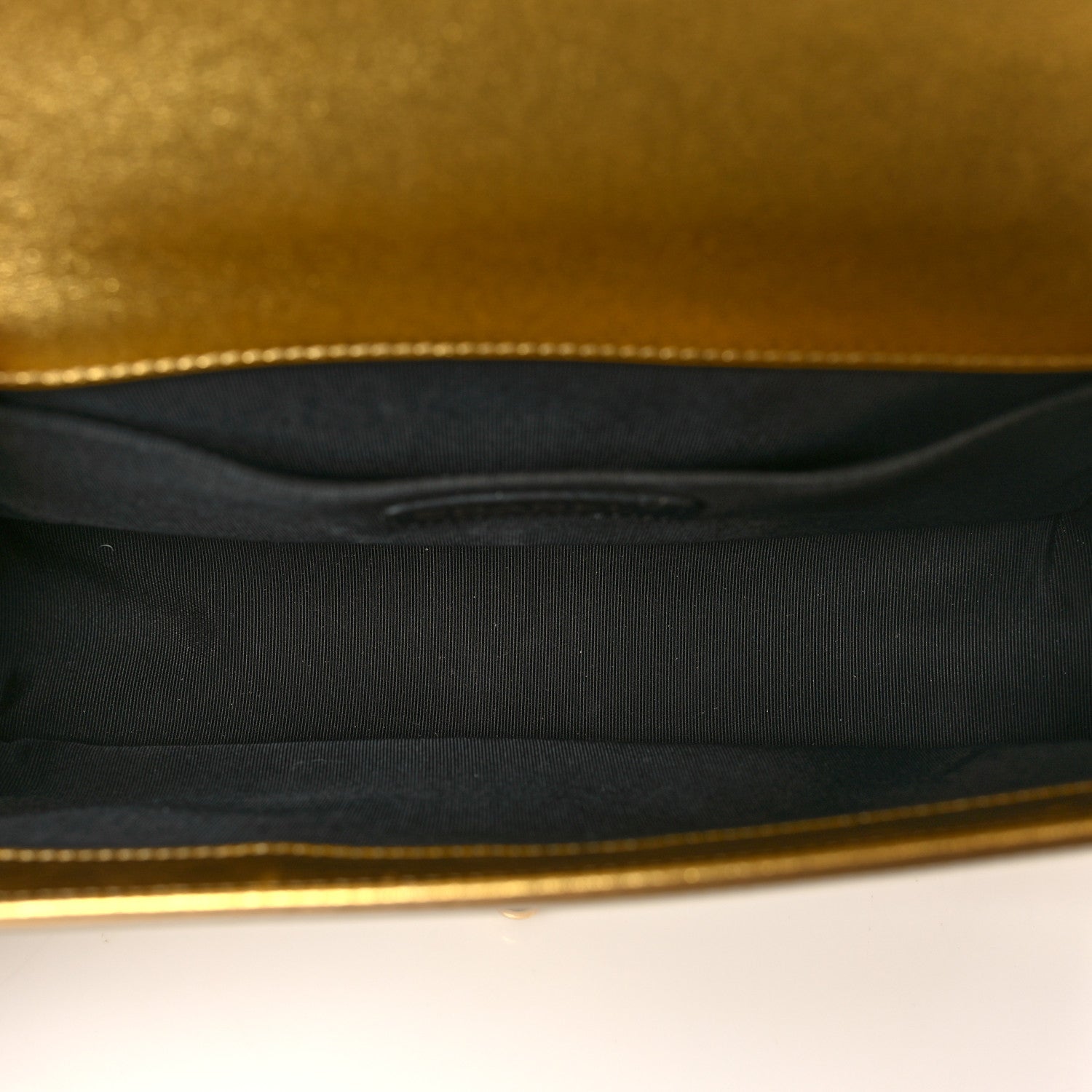 Metallic Patent Calfskin Quilted Medium Boy Flap Gold