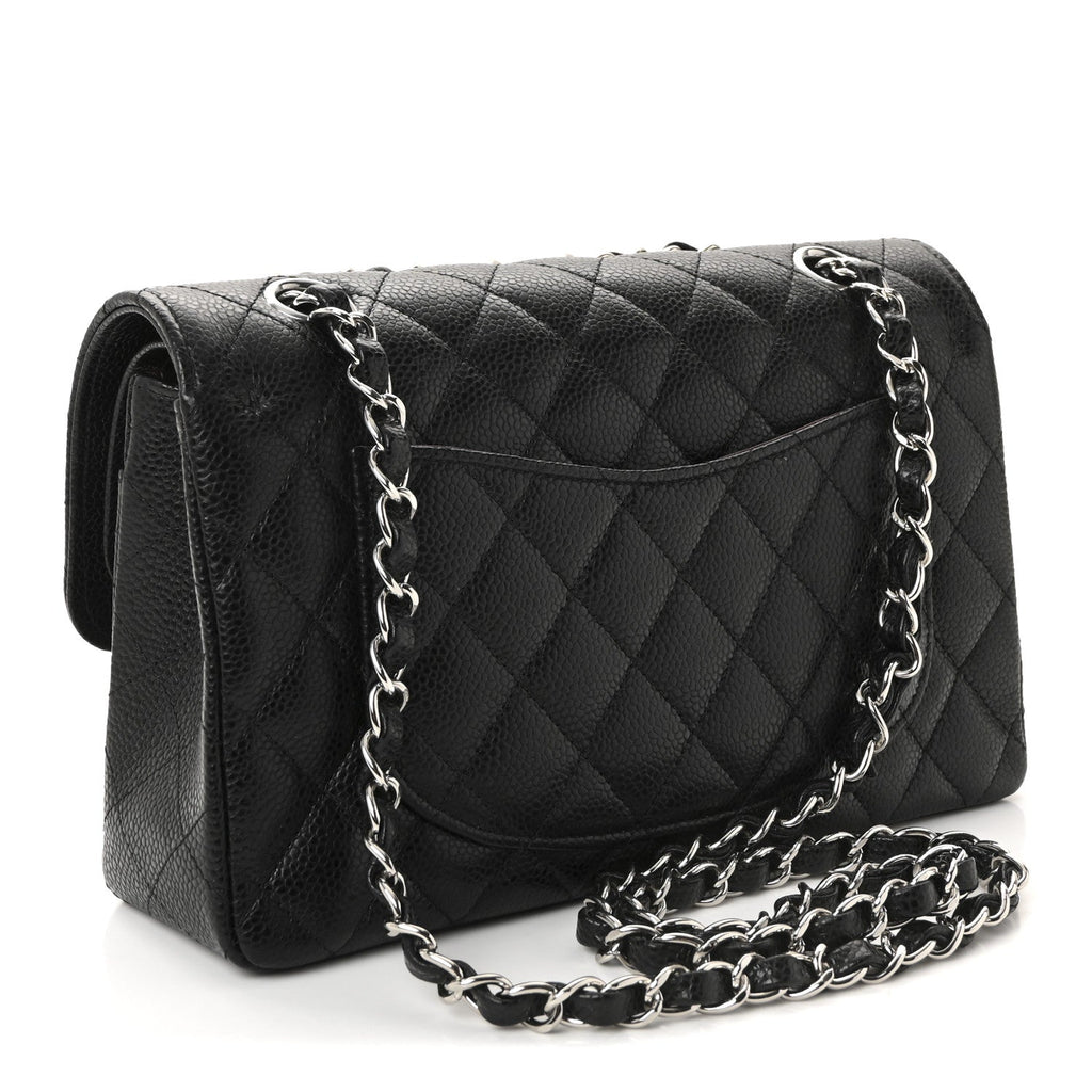 Caviar Quilted Small Double Flap Black