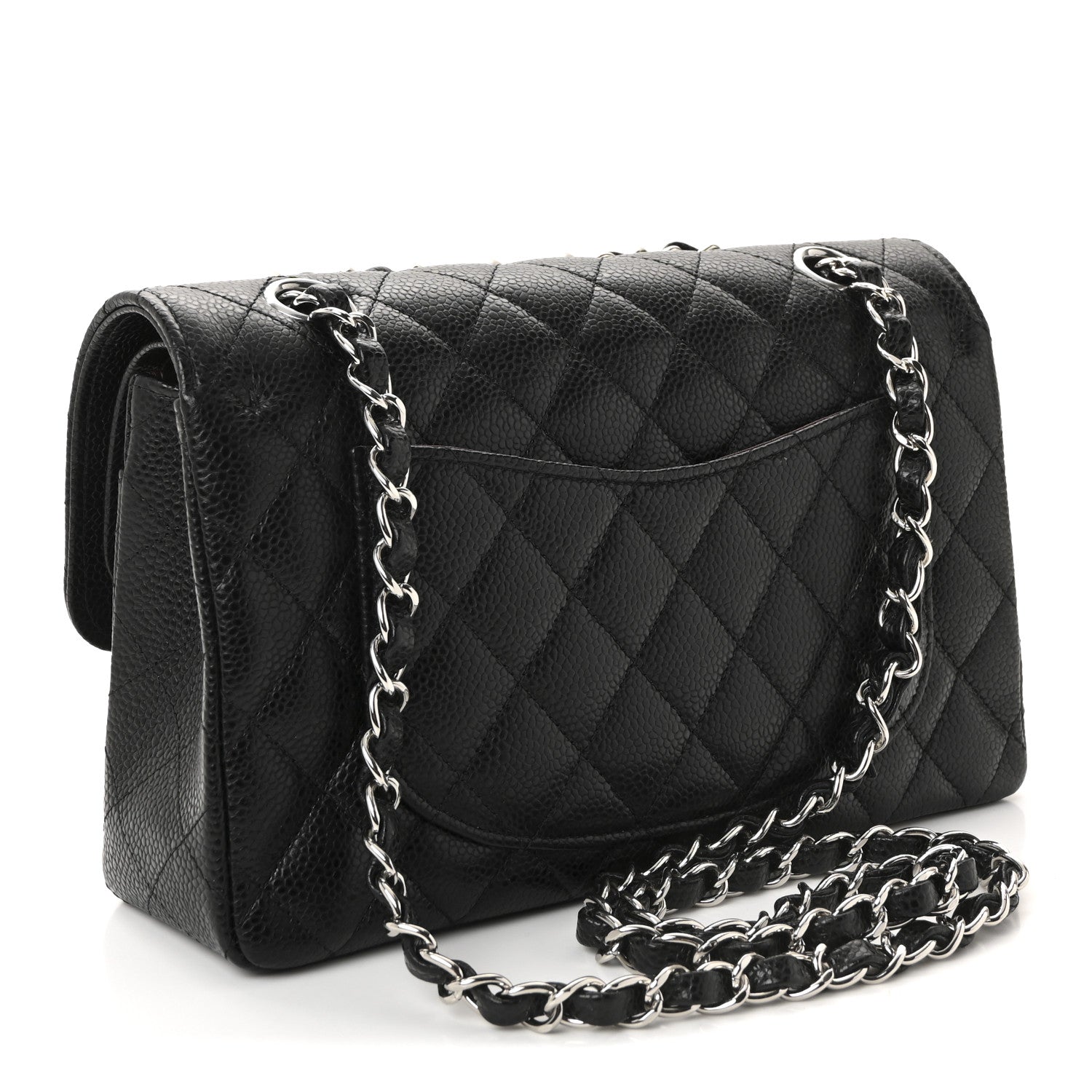 Caviar Quilted Small Double Flap Black