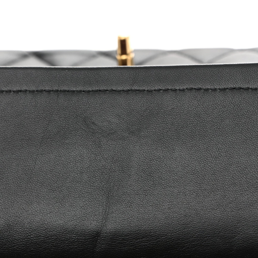 Lambskin Quilted Medium Double Flap Black