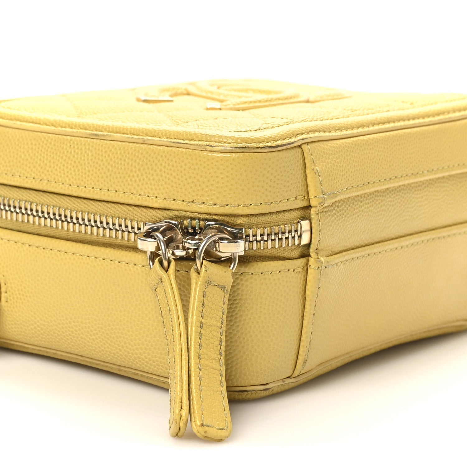 Caviar Quilted Small CC Filigree Vanity Case Yellow