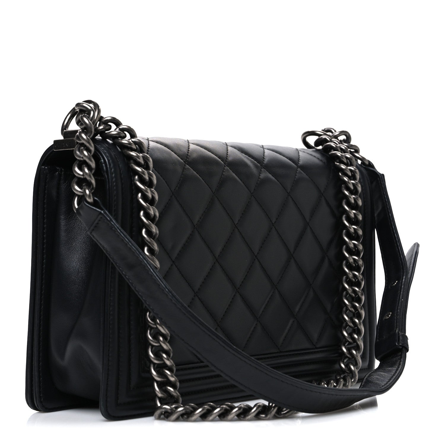 Lambskin Quilted New Medium Boy Flap Black