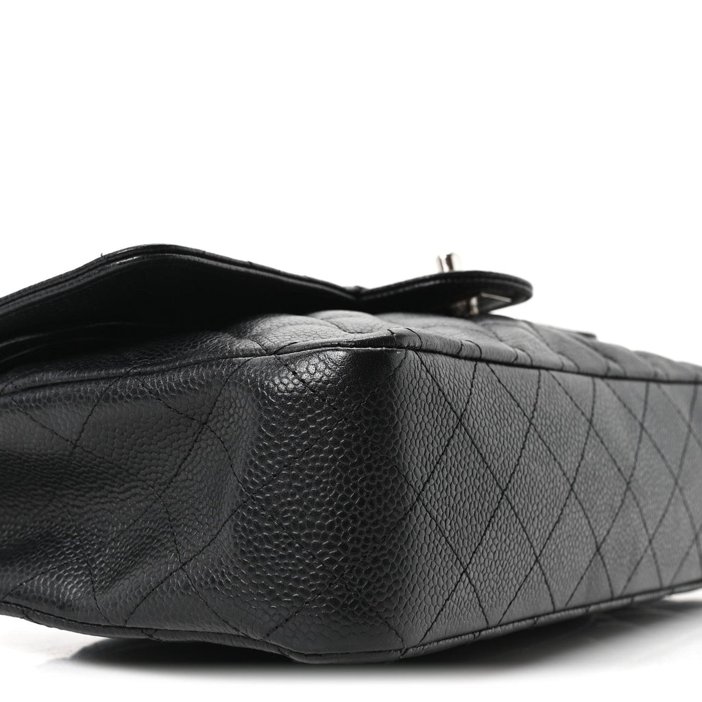Caviar Quilted Medium Double Flap Black