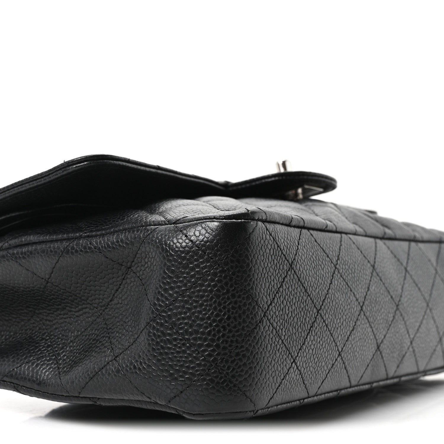 Caviar Quilted Medium Double Flap Black