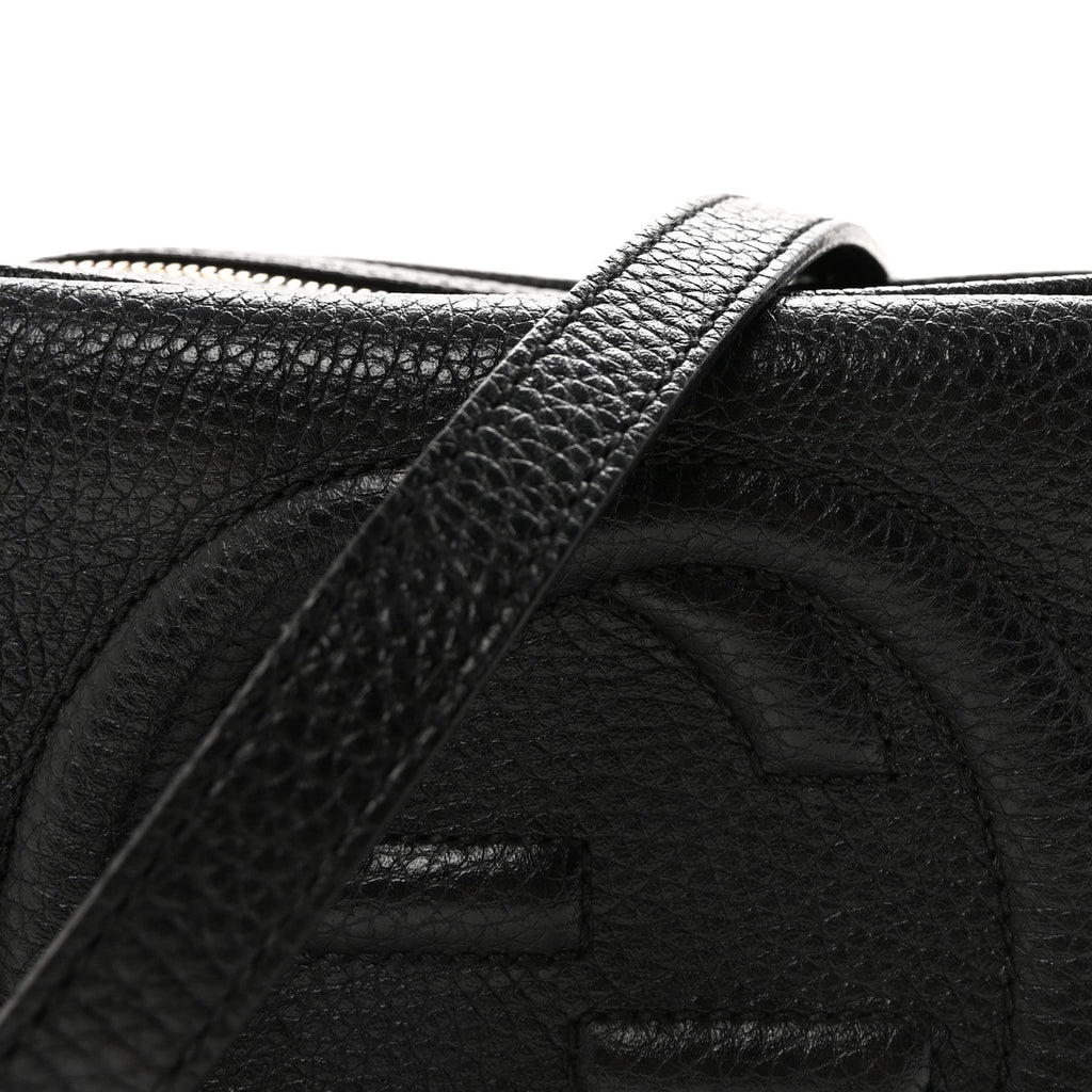 Pebbled Calfskin Small Soho Disco Bag Black