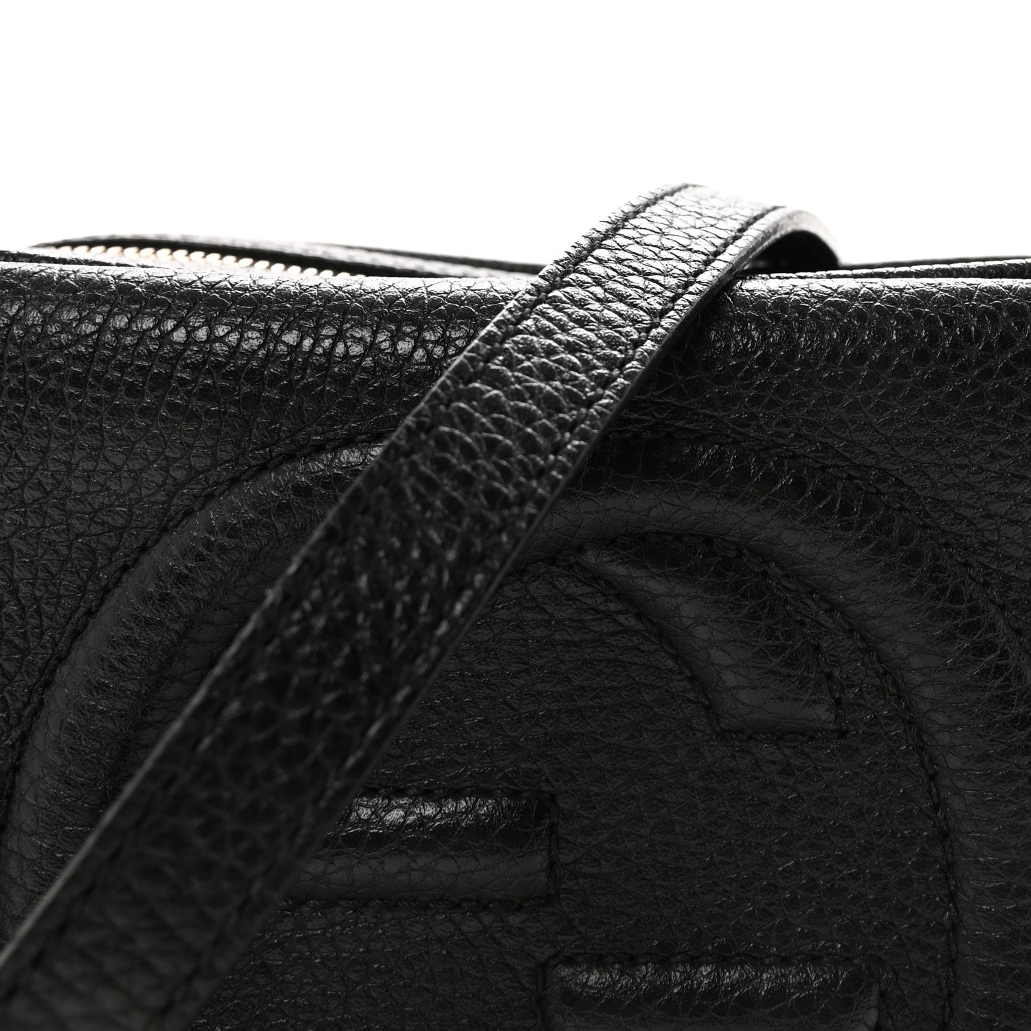 Pebbled Calfskin Small Soho Disco Bag Black