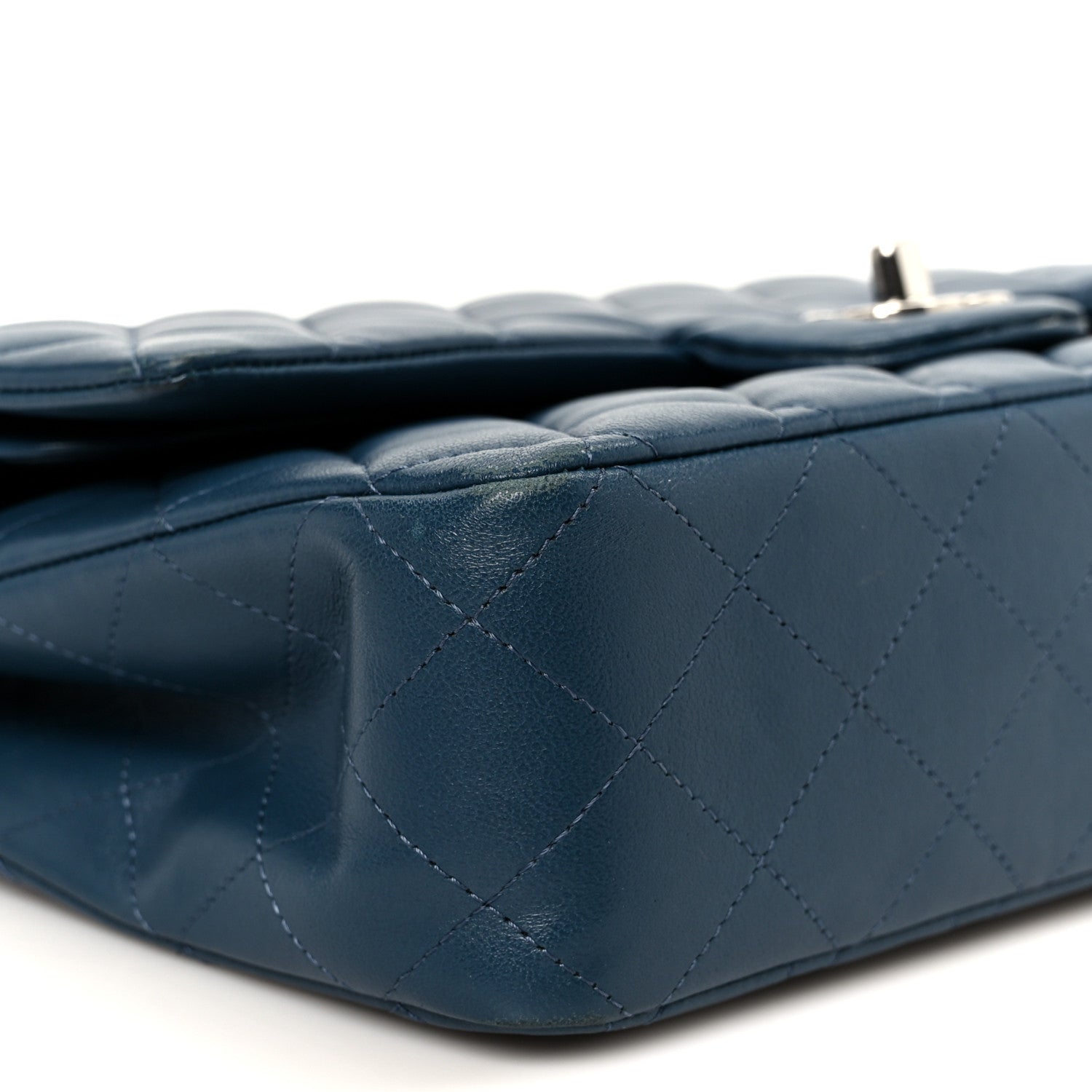 Lambskin Quilted Medium Double Flap Navy