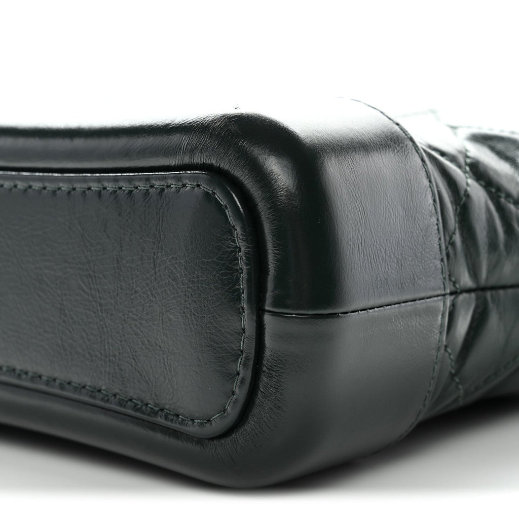 Aged Calfskin Quilted Small Gabrielle Hobo Dark Green