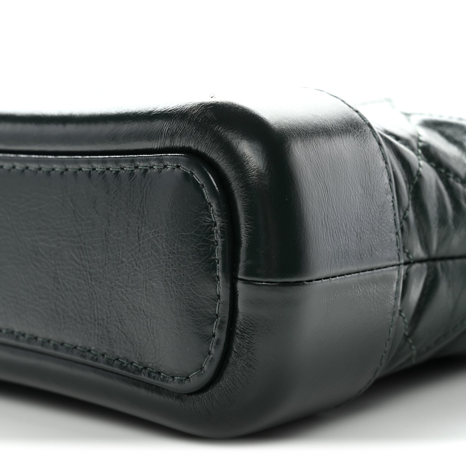 Aged Calfskin Quilted Small Gabrielle Hobo Dark Green