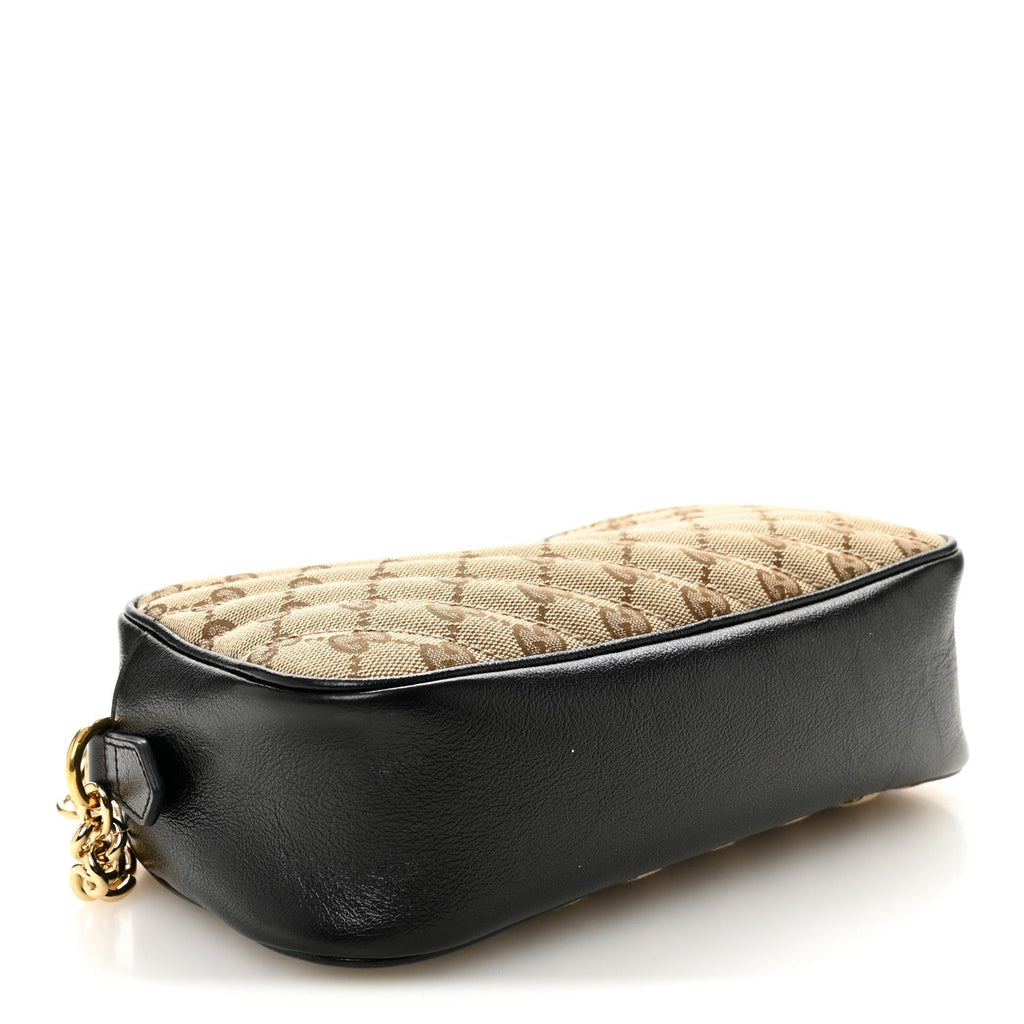 Monogram Matelasse Diagonal Small GG Marmont Chain Shoulder Bag Beige Black