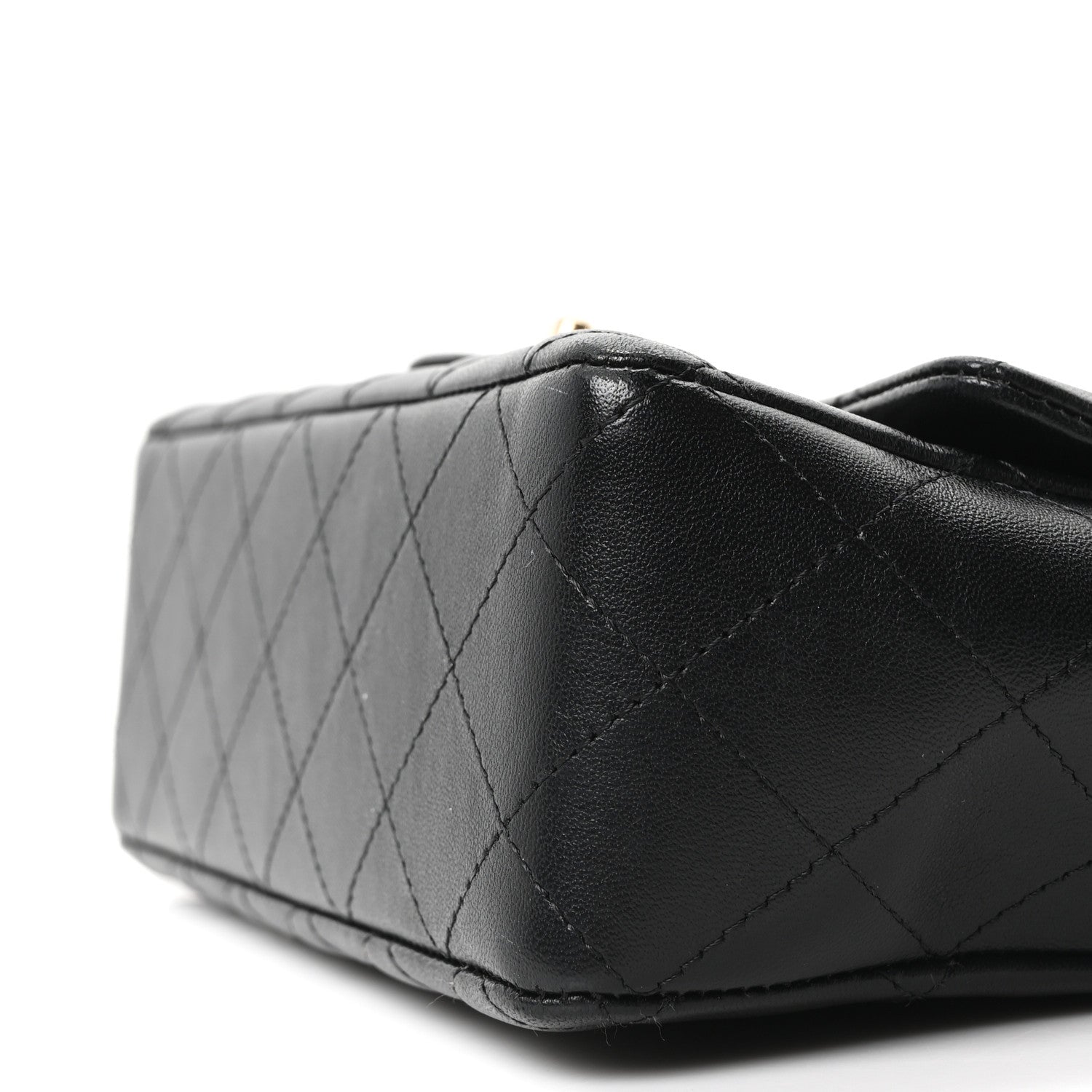 Lambskin Quilted Mini Rectangular Flap Black