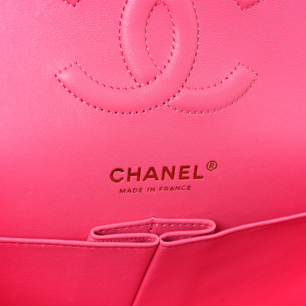 Caviar Quilted Medium Double Flap Pink