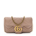 Calfskin Matelasse Super Mini GG Marmont Shoulder Bag Porcelain Rose