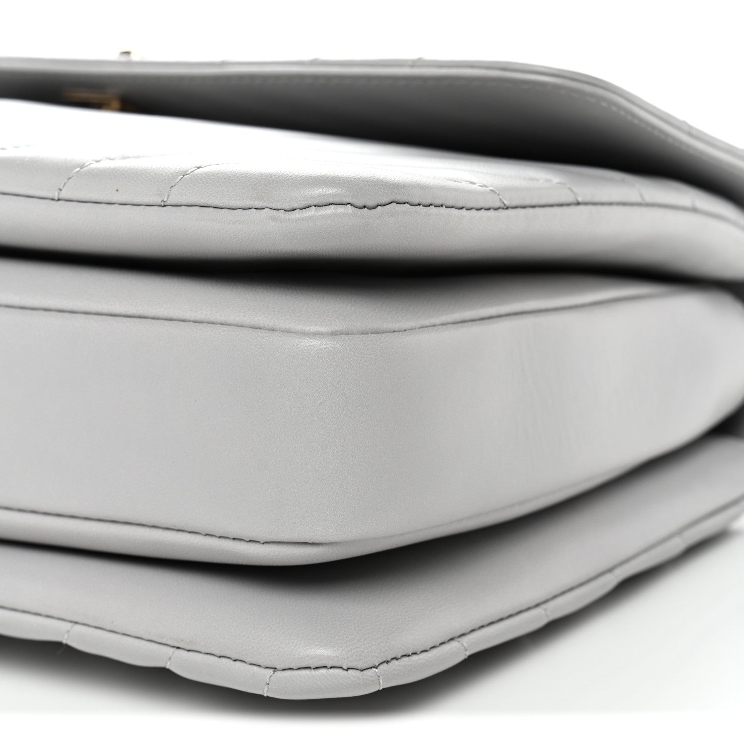 Lambskin Chevron Quilted Medium Trendy CC Dual Handle Flap Bag Grey