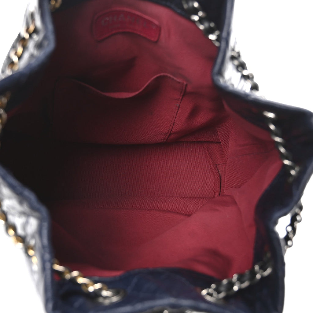 Aged Calfskin Quilted Small Gabrielle Backpack Blue Black