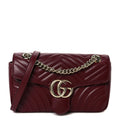 Calfskin Matelasse Small GG Marmont Shoulder Bag Rosso Ancora Red