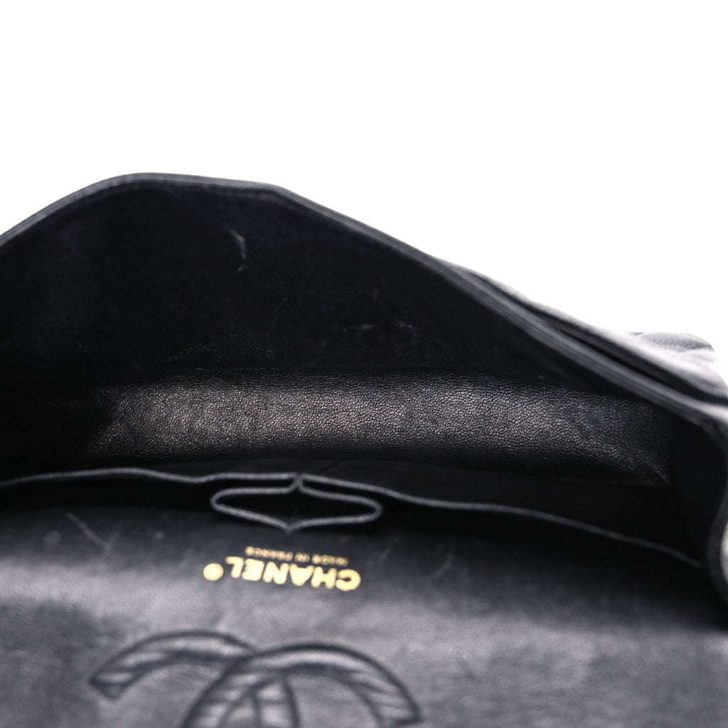 Caviar Quilted Medium Double Flap Black