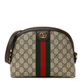 GG Supreme Monogram Textured Dollar Calfskin Web Small Ophidia Dome Shoulder Bag Beige Ebony New Acero