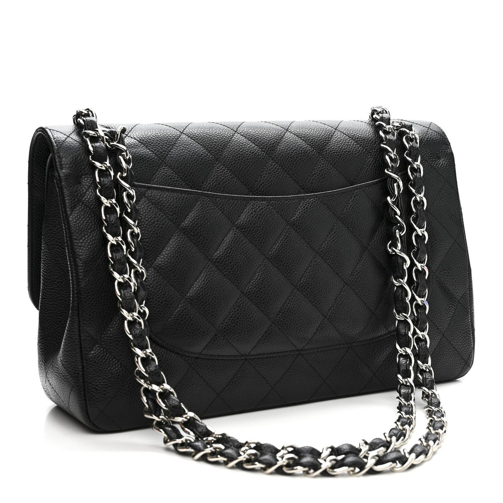 Caviar Quilted Jumbo Double Flap Black