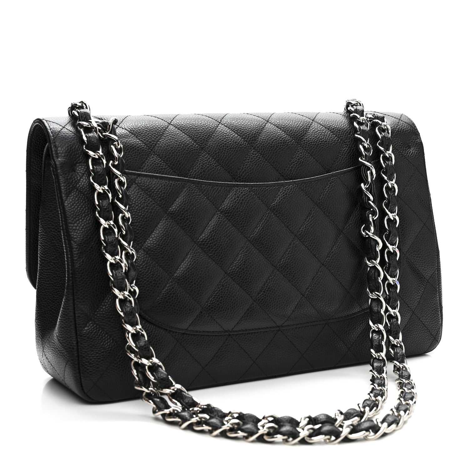 Caviar Quilted Jumbo Double Flap Black