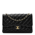 Caviar Quilted Jumbo Double Flap Black