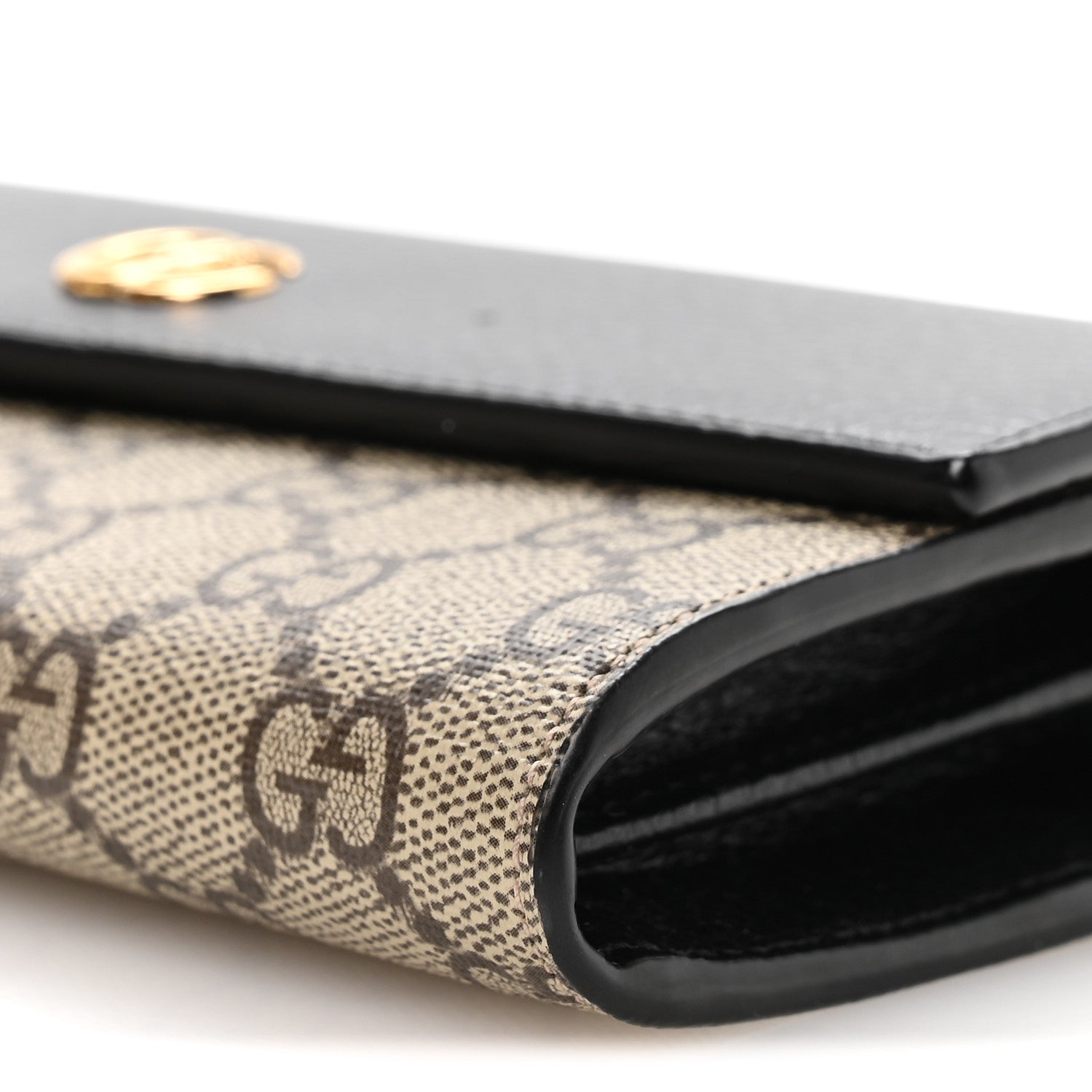 Dollar Calfskin GG Supreme Monogram Petite GG Marmont Wallet Chain Bag Black Beige Ebony