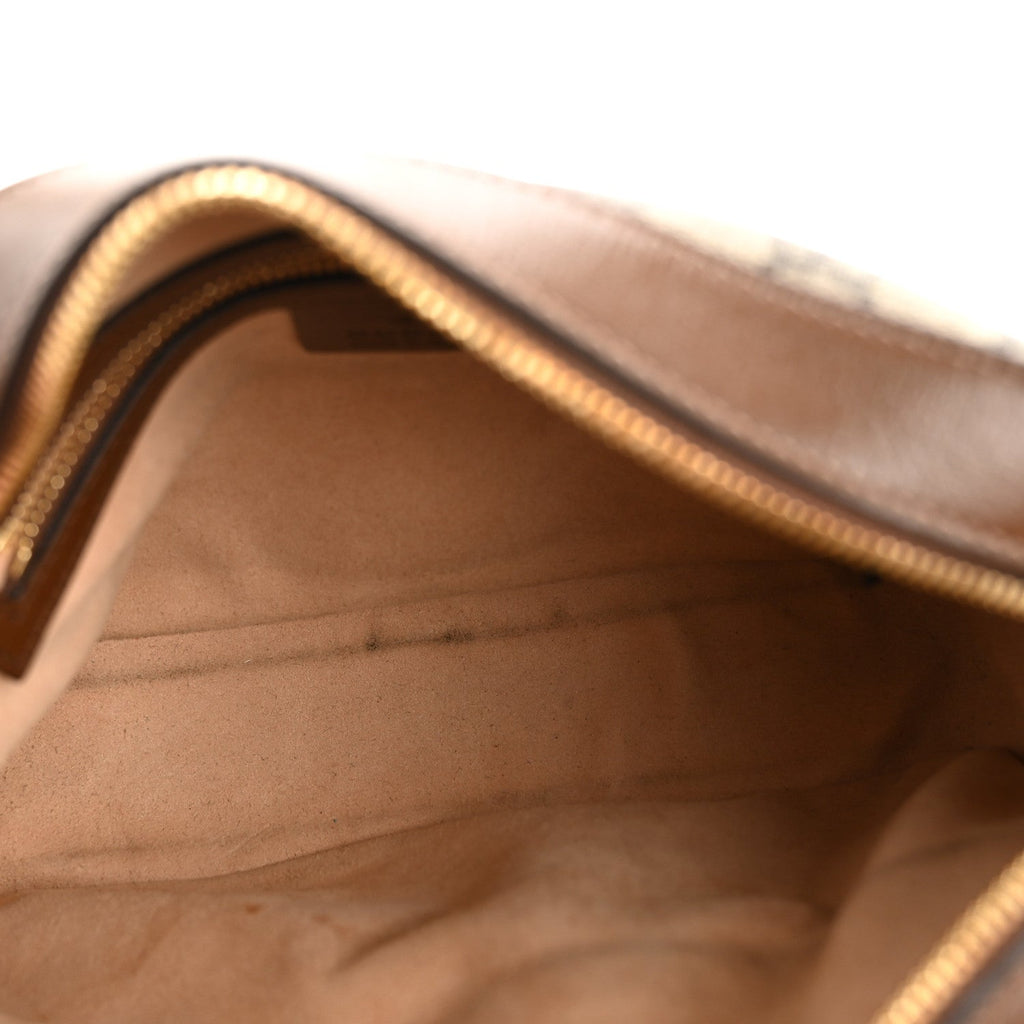 GG Supreme Monogram Small Horsebit 1955 Shoulder Bag Beige Brown Sugar