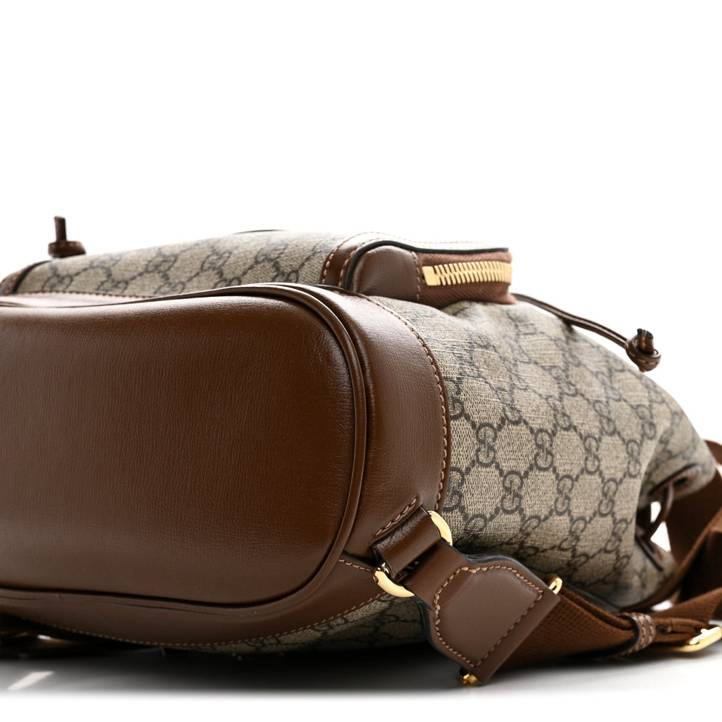 GG Supreme Monogram Azalea Calfskin Retro Interlocking G Buckle Backpack Beige Ebony Brown Sugar