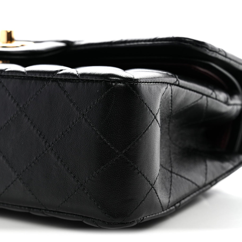 Lambskin Quilted Small Double Flap Black