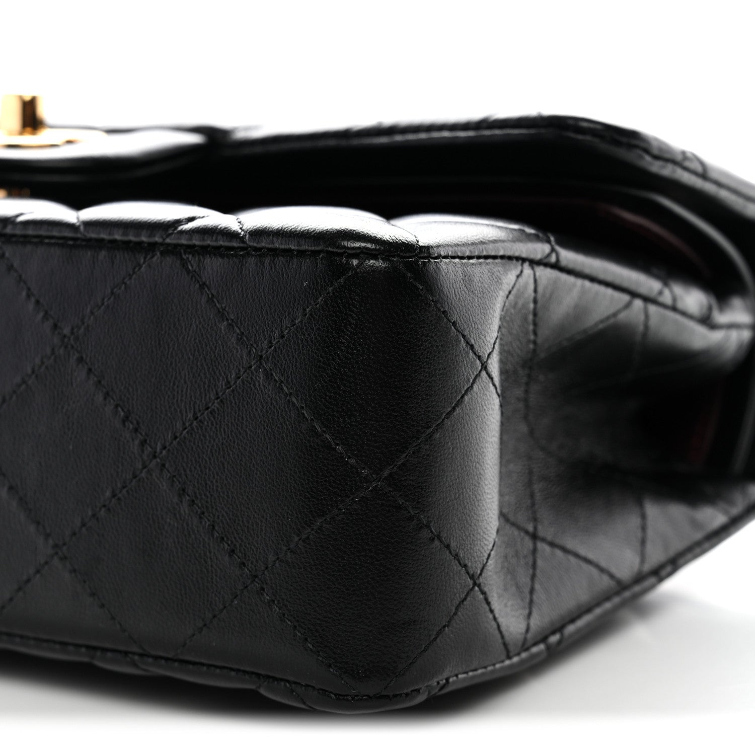 Lambskin Quilted Small Double Flap Black