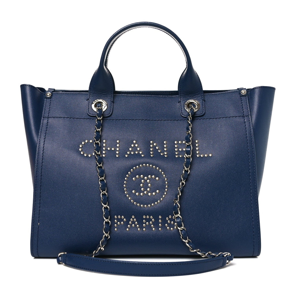 Caviar Small Studded Deauville Tote Navy