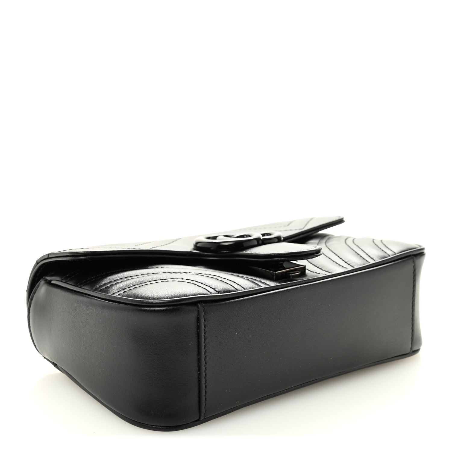 Calfskin Matelasse Monochrome Mini GG Marmont Shoulder Bag Black