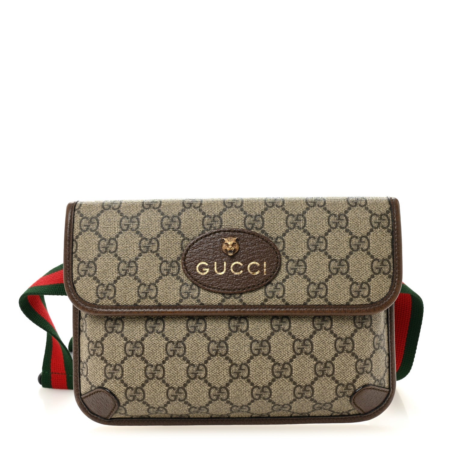 GG Supreme Monogram Neo Vintage Web Belt Bag Brown