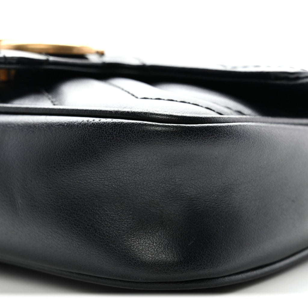 Calfskin Matelasse Super Mini GG Marmont Shoulder Bag Black