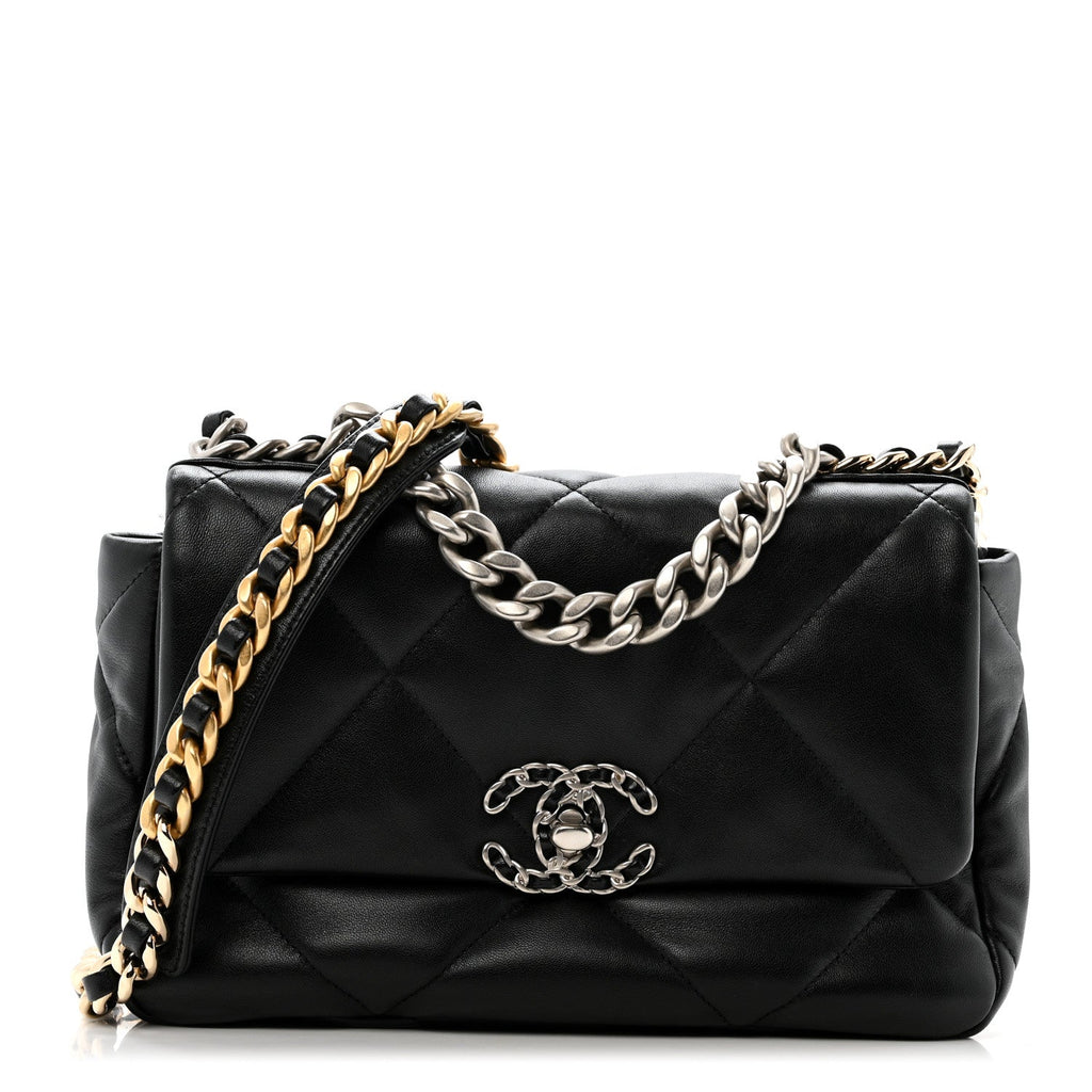 Lambskin Quilted Medium Chanel 19 Flap Black