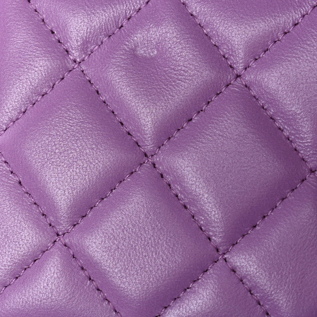 Lambskin Quilted Pick Me Up Wallet On Chain WOC Purple