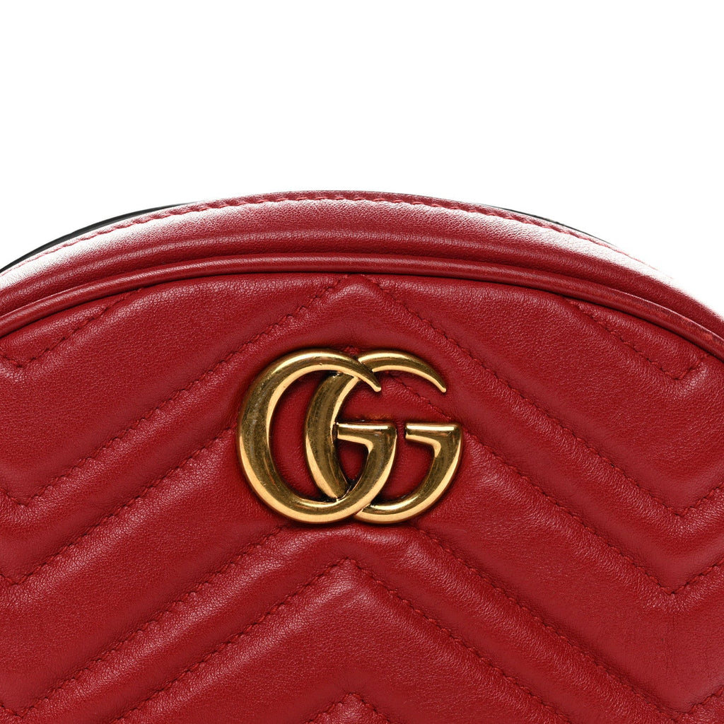 Calfskin Matelasse GG Marmont Belt Bag 85 34 Hibiscus Red