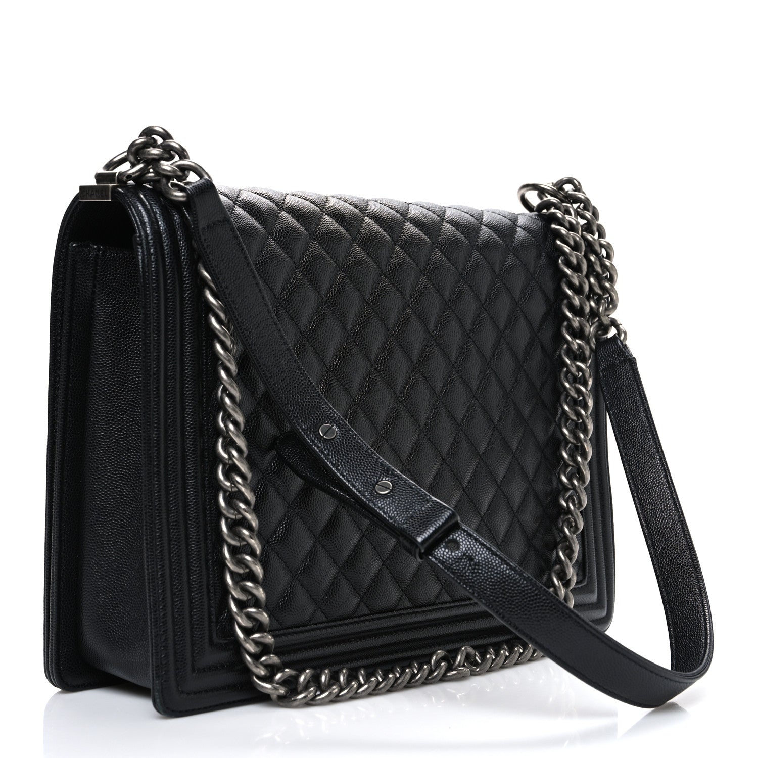 Caviar Quilted Large Boy Flap Black