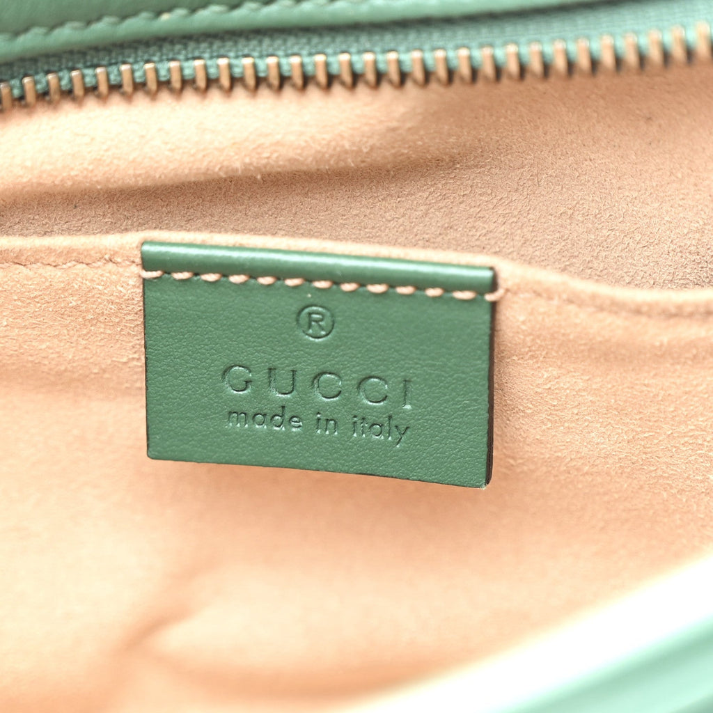Calfskin Matelasse Small GG Marmont Chain Shoulder Bag Emerald Green