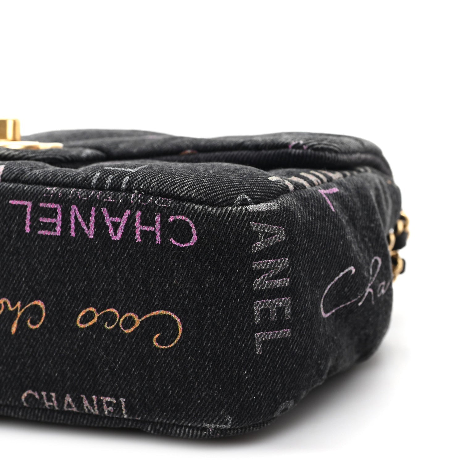 Denim Quilted Denim Mood Mini Rectangular Flap Black Multicolor