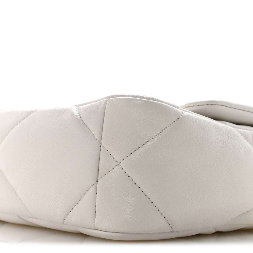 Goatskin Quilted Medium Chanel 19 Flap White