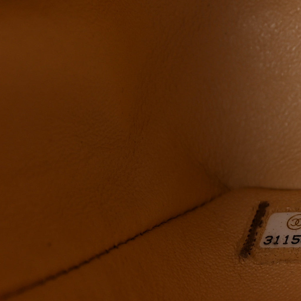 Caviar Quilted Medium Double Flap Beige