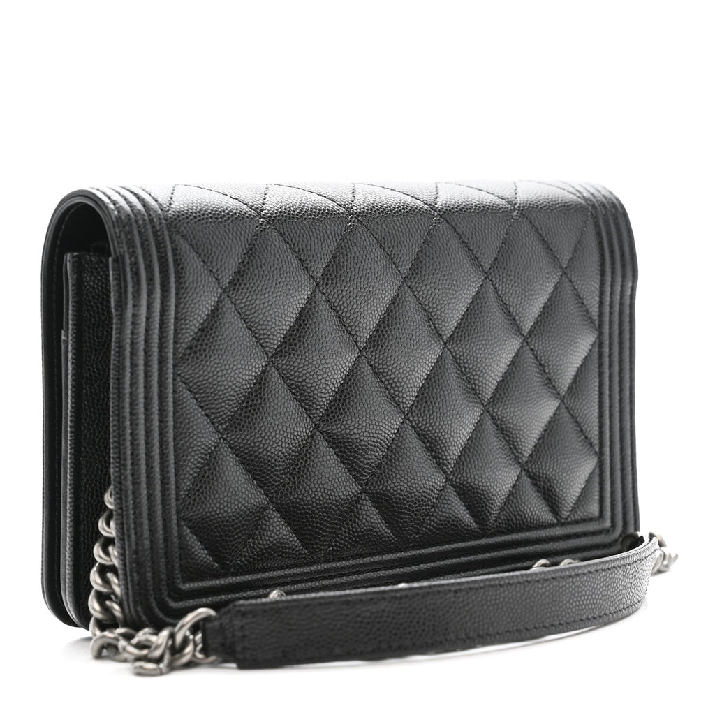 Caviar Quilted Boy Wallet On Chain WOC Black