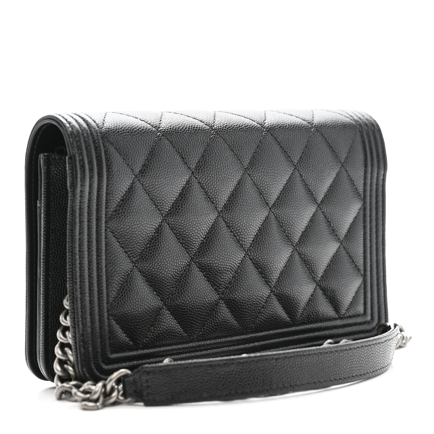 Caviar Quilted Boy Wallet On Chain WOC Black
