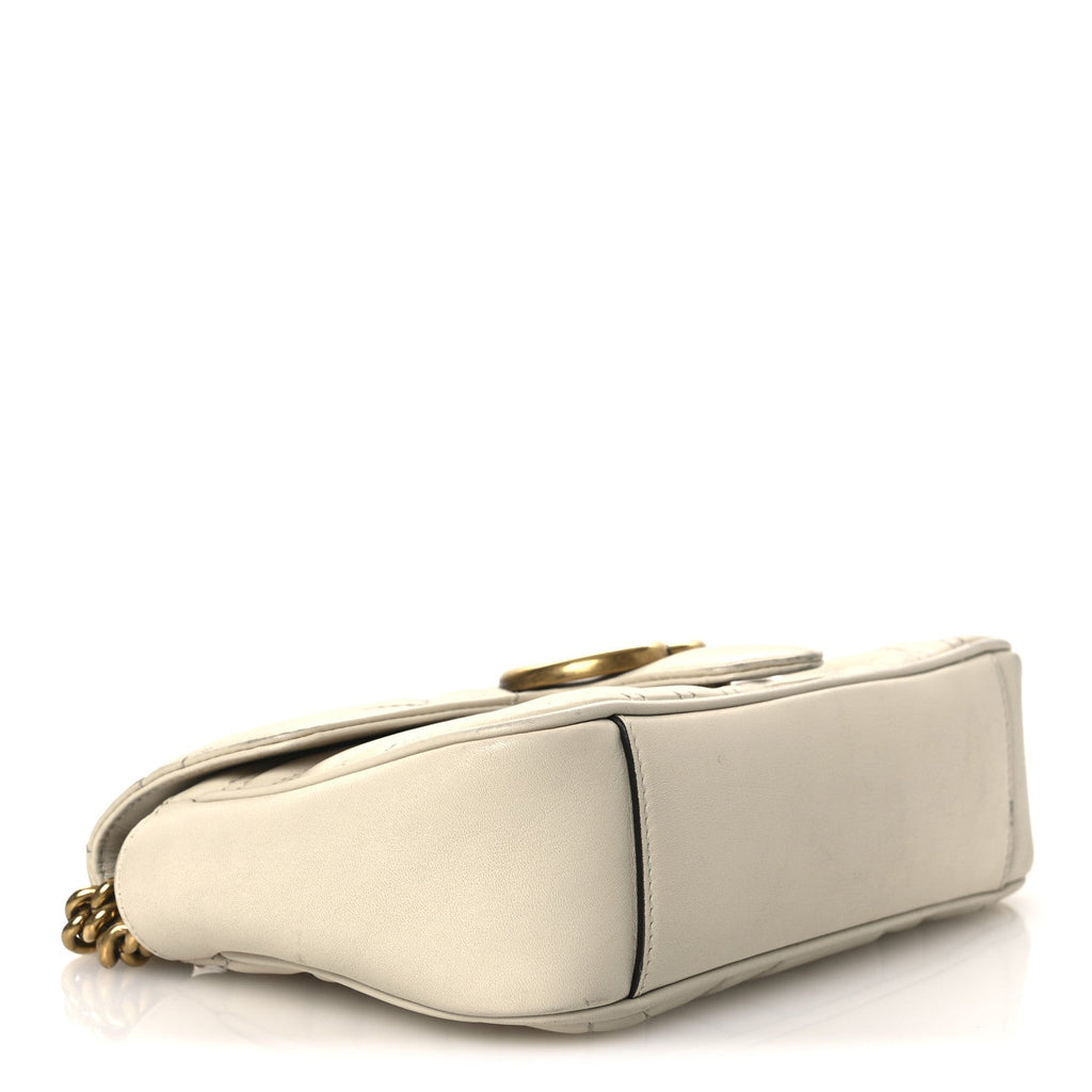 Calfskin Matelasse Mini GG Marmont Shoulder Bag White