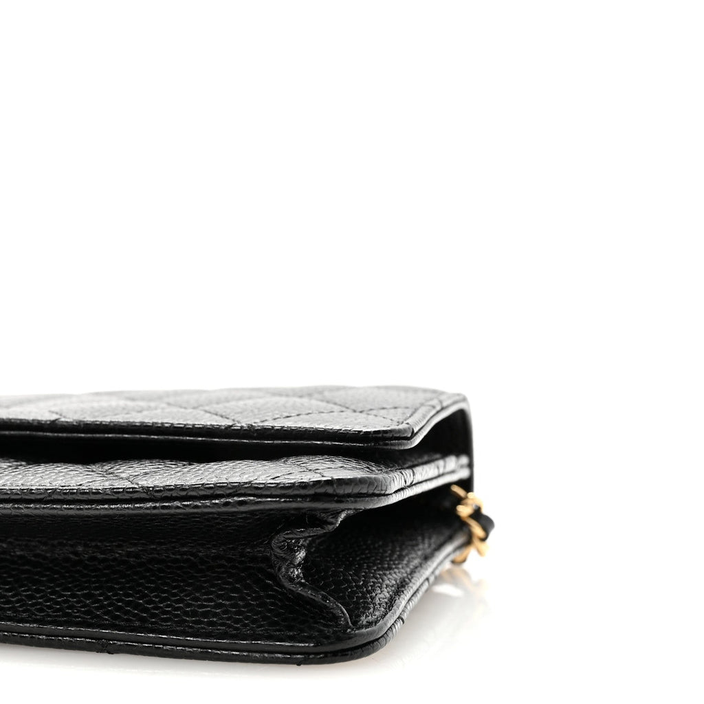 Caviar Quilted Wallet on Chain WOC Black
