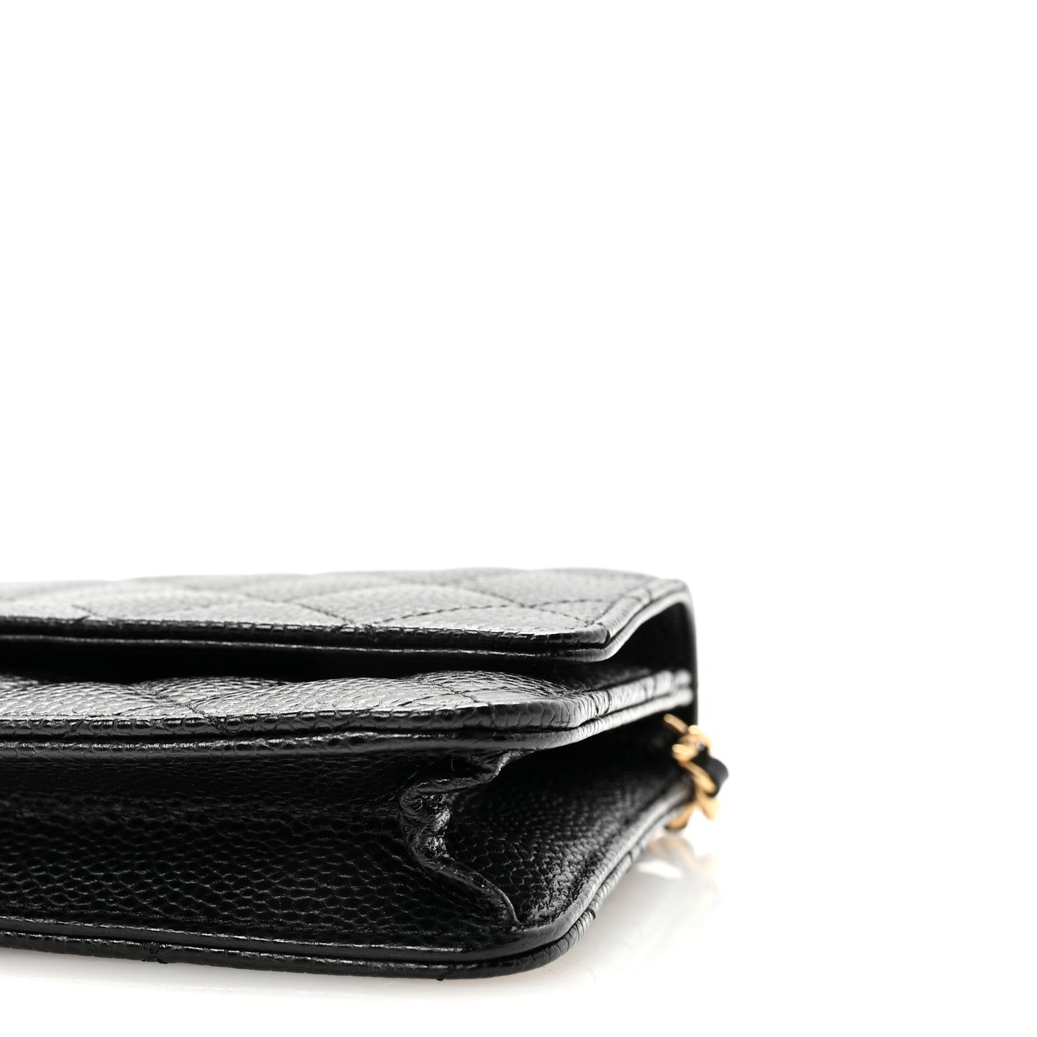 Caviar Quilted Wallet on Chain WOC Black