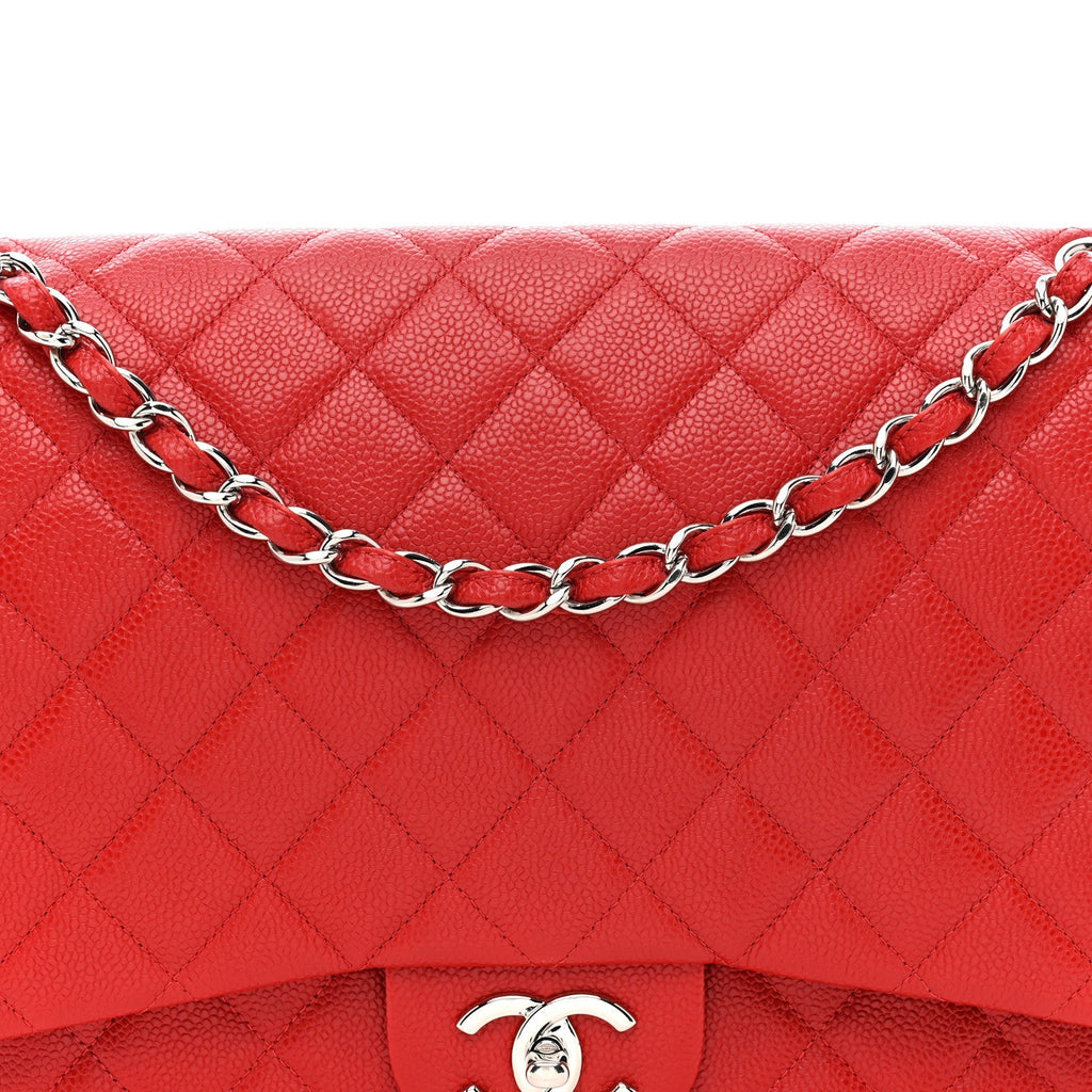 Caviar Quilted Maxi Double Flap Red