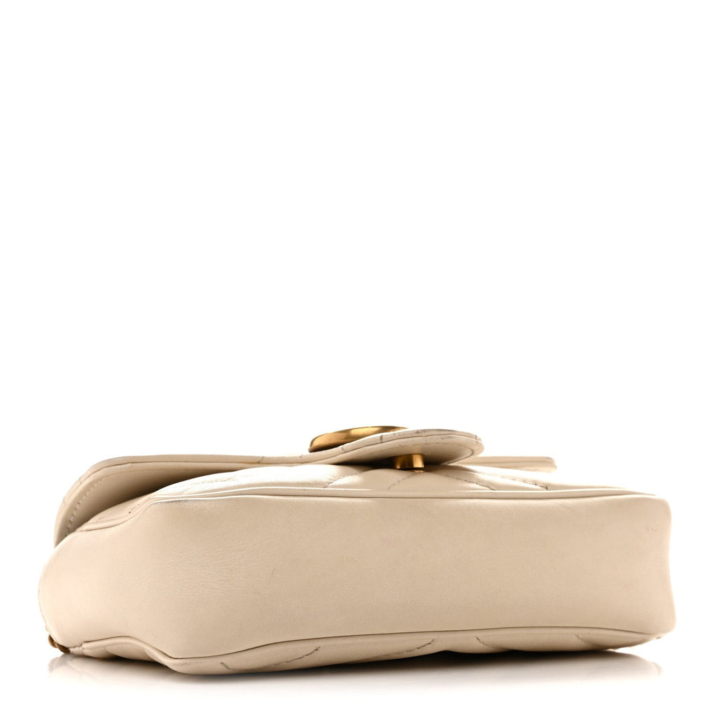 Calfskin Matelasse Super Mini GG Marmont Shoulder Bag White